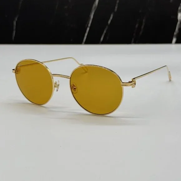 NEW CARTIER CT0249S 004 UNISEX GOLD ROUND SUNGLASSES CARTIER CT0249S - Picture 2 of 11